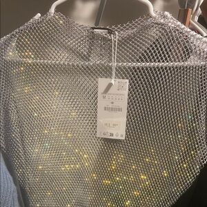 NWT Zara Rhinestone Mesh Dress